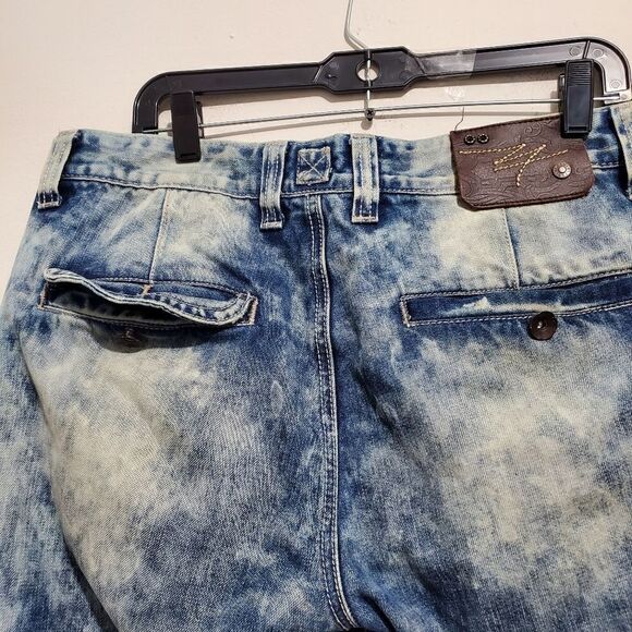 PREOWNED SZ 38X32 MENS LEVEL 7 DENIM DISTRESSED ACID WASH JEANS - Picture 9 of 16